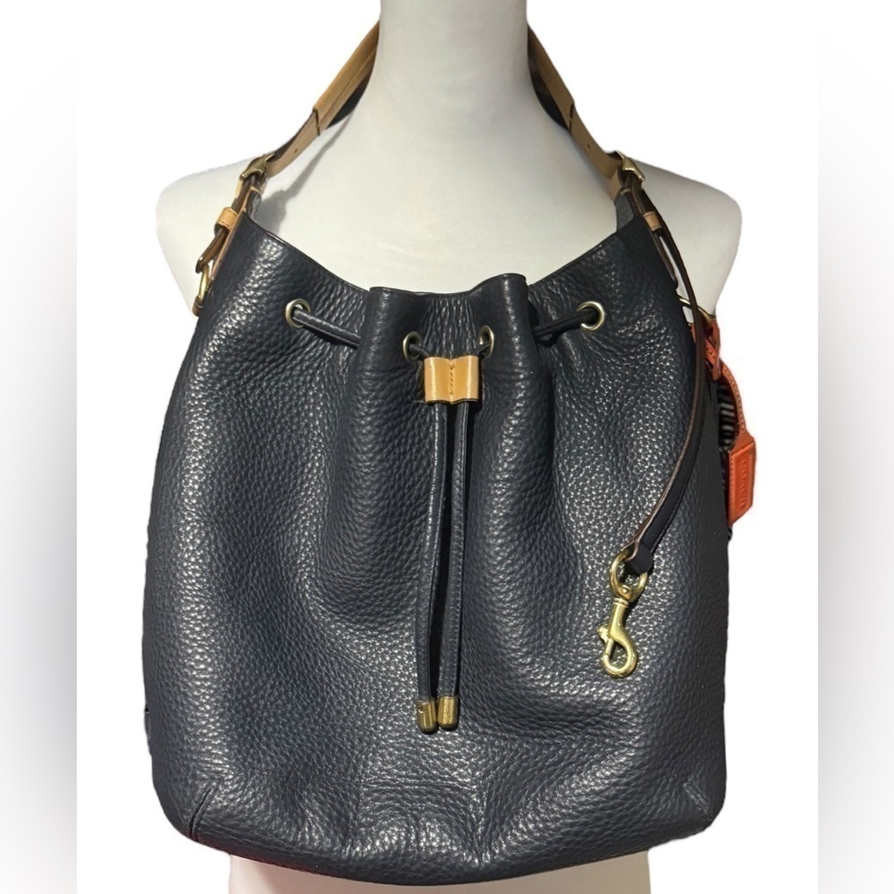 COACH Legacy Drawstring Handbag in Soft Pebbled Leather Midnight/Brass # 25306